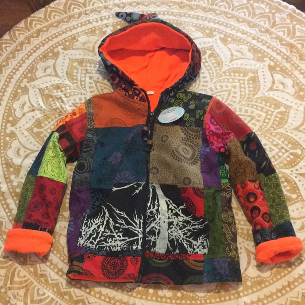 NWT Boho festival fleece lined gnome hood jacket